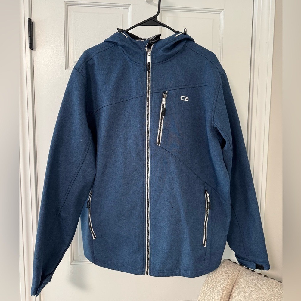 CB Blue Men's Hooded Softshell Jacket Large Royal Blue Full Zip Activewear